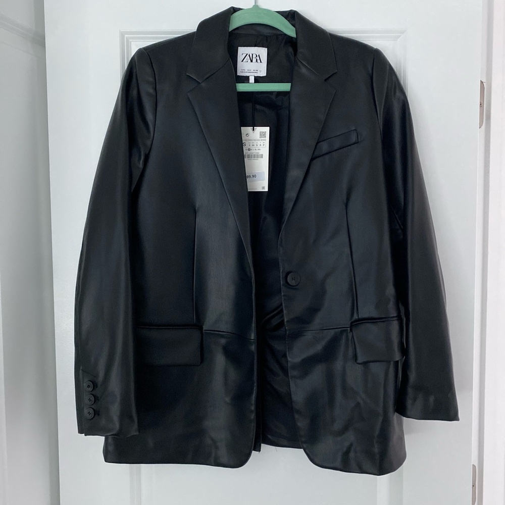 Zara Oversized Leather Blazer